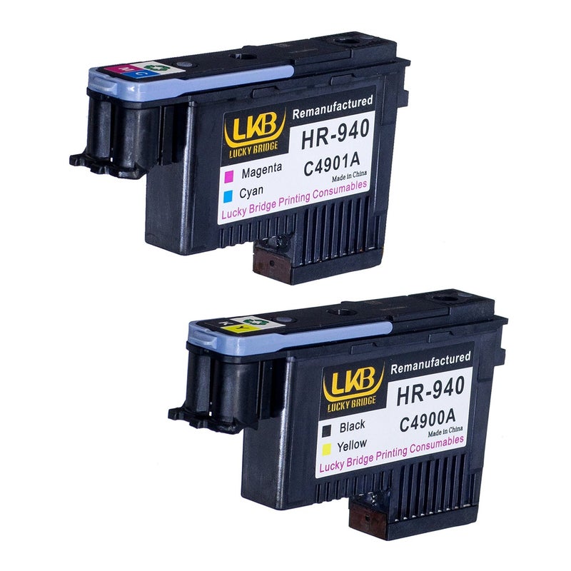 LKB رأس طباعة LKB المعاد تصنيعه HP940 C4900A C4901A ومجموعة واحدة من خراطيش الحبر 940 940XL مع شريحة لم تُستخدم من قبل بديل لطابعة HP Officejet (2PK رأس طباعة ومجموعة واحدة من خراطيش الحبر) - الولايات المتحدة الأمريكية - Image 2